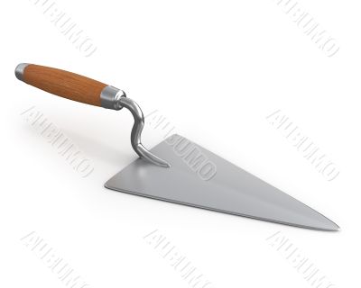 3D new construction trowel with wooden hand 