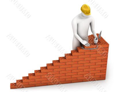 Abstract builder places a brick Abstract builder places a brick