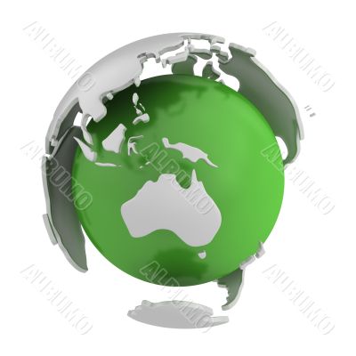 Abstract green globe, Australia part