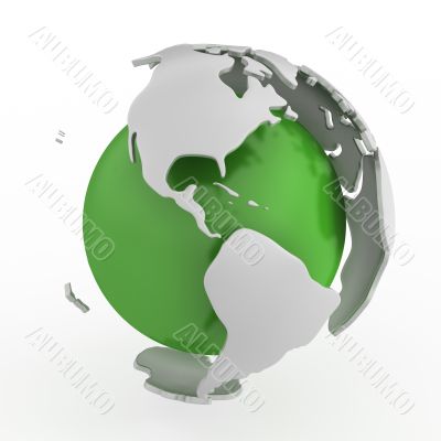 Abstract green globe, America 