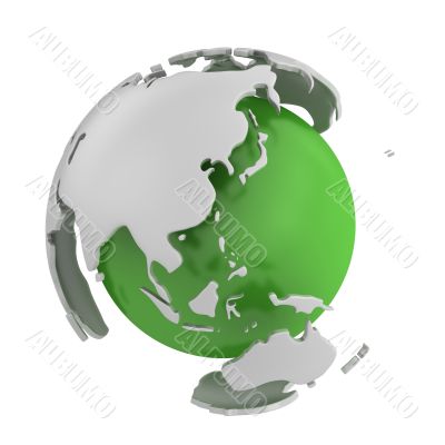 Abstract green globe, Asia 