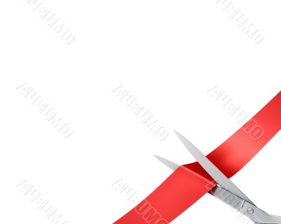 Scissors cut ribbon, closeup corner version 