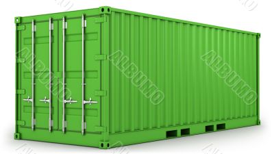 Green freight container isolated