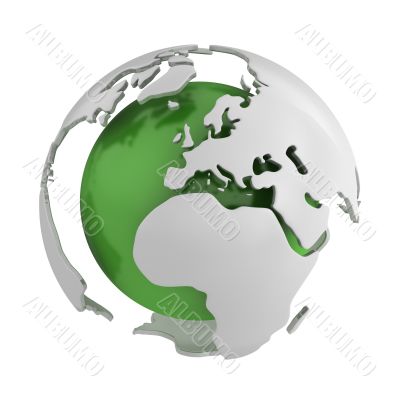 Abstract green globe, Europe 