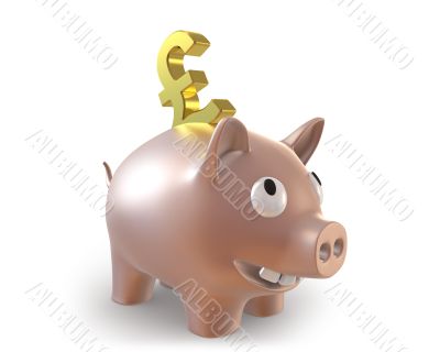 3d piggy bank with pound symbol 