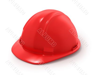 Red builder`s helmet isolated