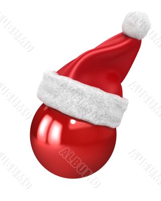 Christmas ball with santa hat on top