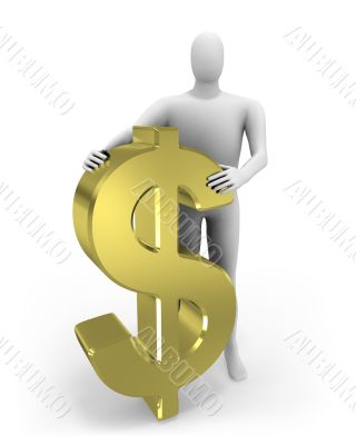 3d man embraces dollar figure