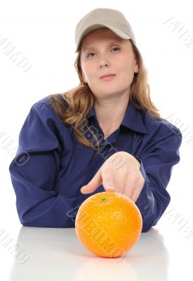 Young woman and orange