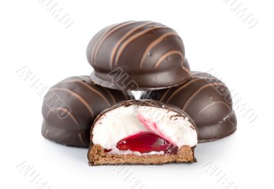 Chocolate bar with cream isolated