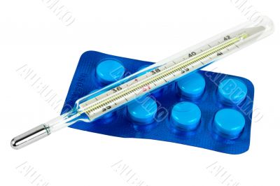 Thermometer with pills isolated