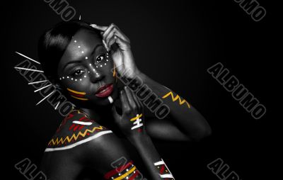 Tribal beauty woman with makeup