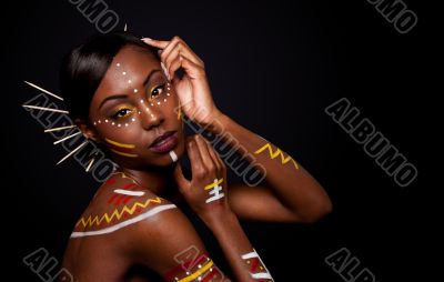 Tribal beauty woman with makeup