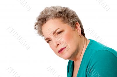Confused senior woman