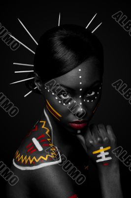 Tribal beauty woman with makeup