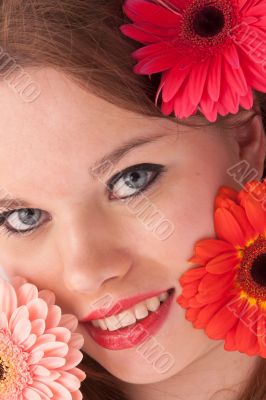 The girl and flowers