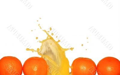 Splashing Orange Juice On White Splashing Orange Juice On White