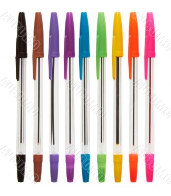 color plastic ball-point pens
