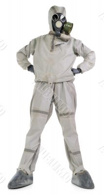 The person in a gas mask.