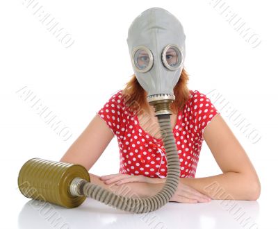 The person with gas mask