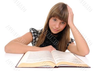 Young woman  reading book