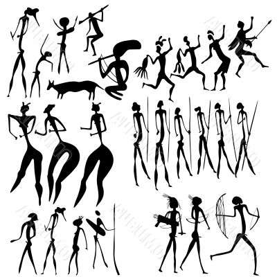 primitive art - various figures - vector