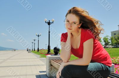 girl on bench