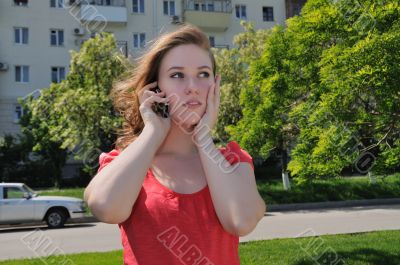 Blonde, talking on phone