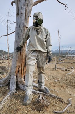 The person with Gas mask