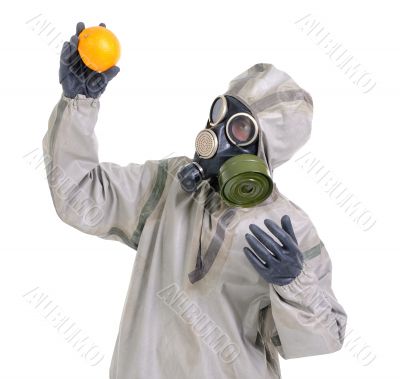 The person and a fruit