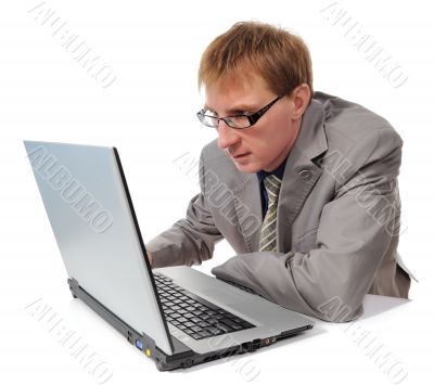 man and gray laptop