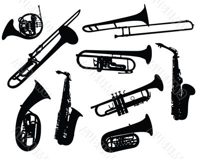 silhouettes of wind instruments