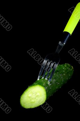 cucumber with fork