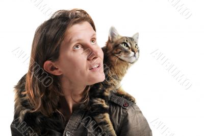 norwegian cat and woman