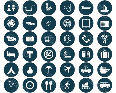 round travel icons set round travel icons set