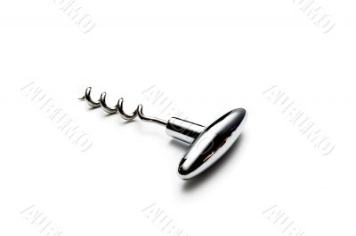 Decorative chrom corkscrew for opening wine bottles. 