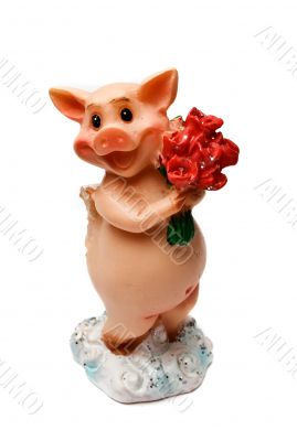 Ceramic toy figure. Souvenirs. Isolated on a white background.