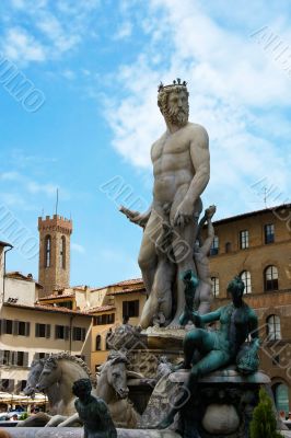 Fountain of the Neptune on the square before Palace Vecchio. Flo