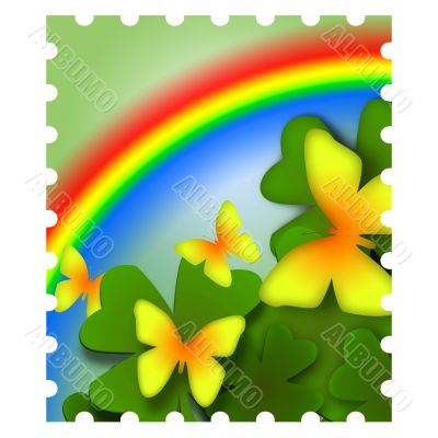 Spring Butterflies and Rainbow
