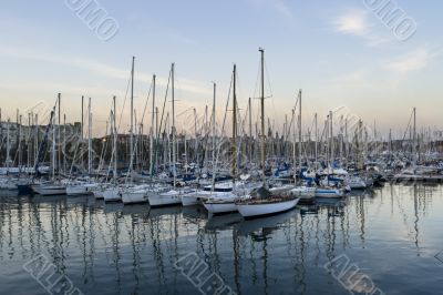 Parked sailboats