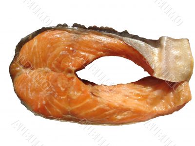  A piece of smoked trout. Isolated