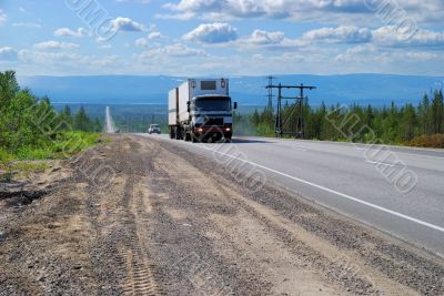 The lorry on highway