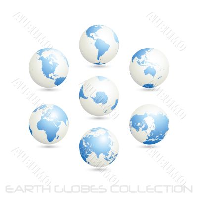 earth globes colection, white - blue