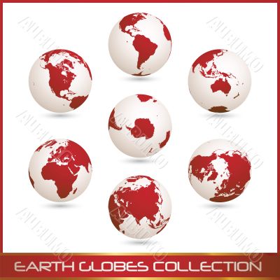 earth globes colection, white - red