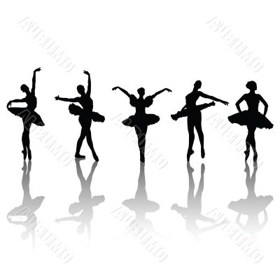 ballet dancers silhouettes in different positions