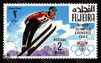 Postage stamp from Fujeira, Winter Olympic Games in Grenoble 1968