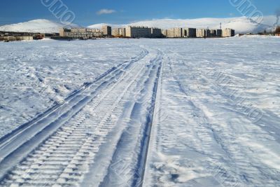 Track of snowmobile Track of snowmobile