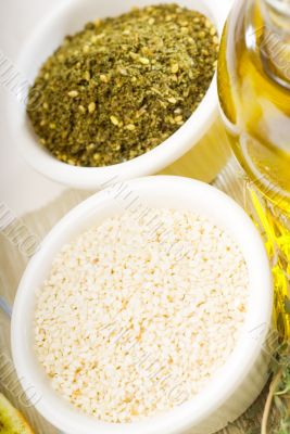 extra virgin olive oil and herbs