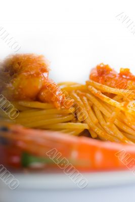 pasta and spicy shrimps