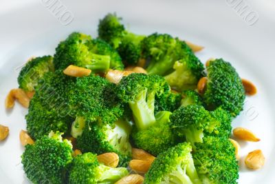 fresh sauteed broccoli and almonds